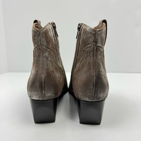 NEW Seychelles Upside Silver Metallic Suede Leather Western Bootie Ankle Boot - Picture 7 of 15